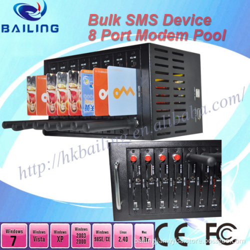 IMEI Changeable, Support TCP. IP, Ussd, Stk 8 Port SMS Modem Pool. Wavecom GSM 8 Port Modem